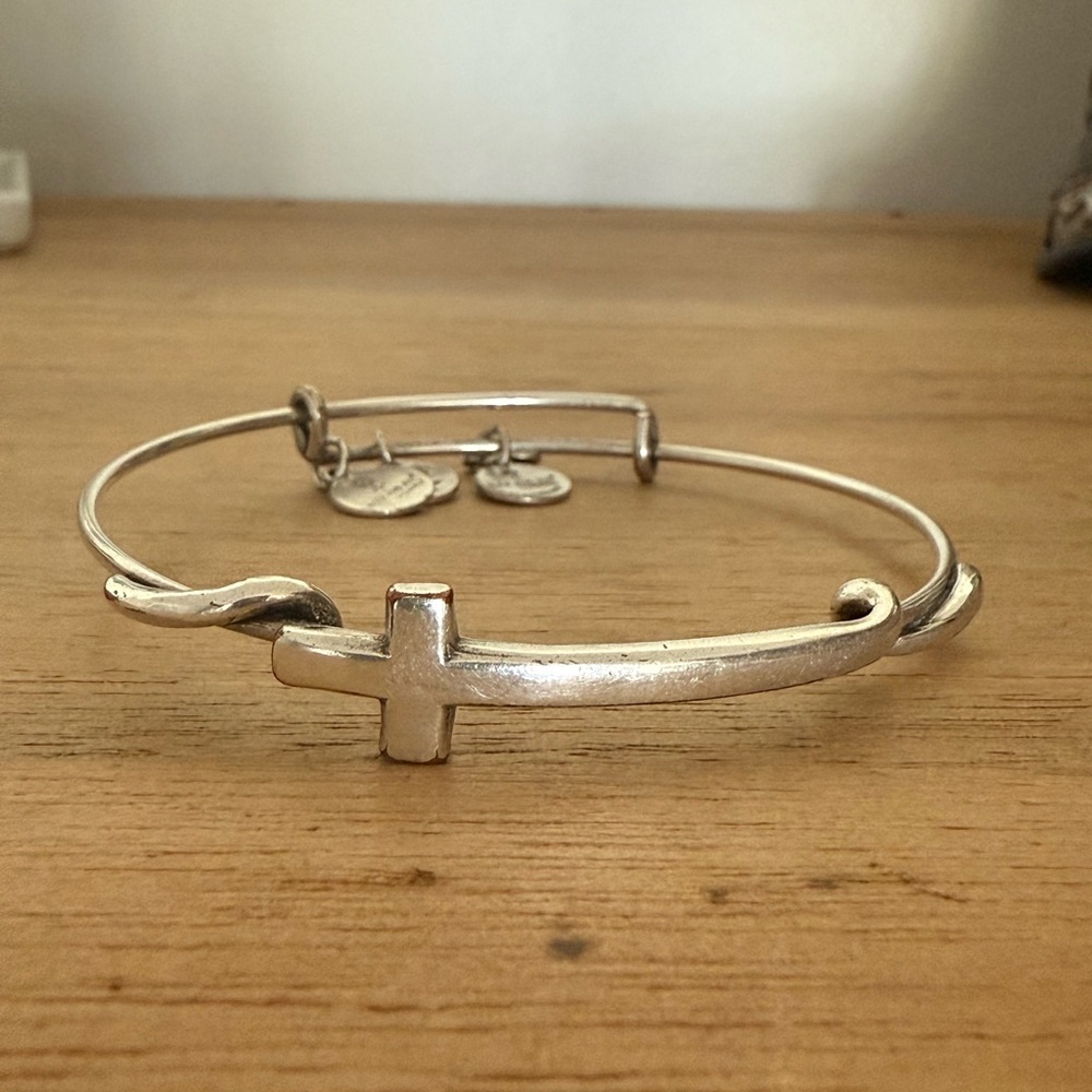 Alex and Ani Silver Cross Bangle Bracelet